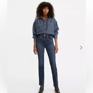 Levi's Women's 724 High Rise Slim Straight Dark Blue Jeans